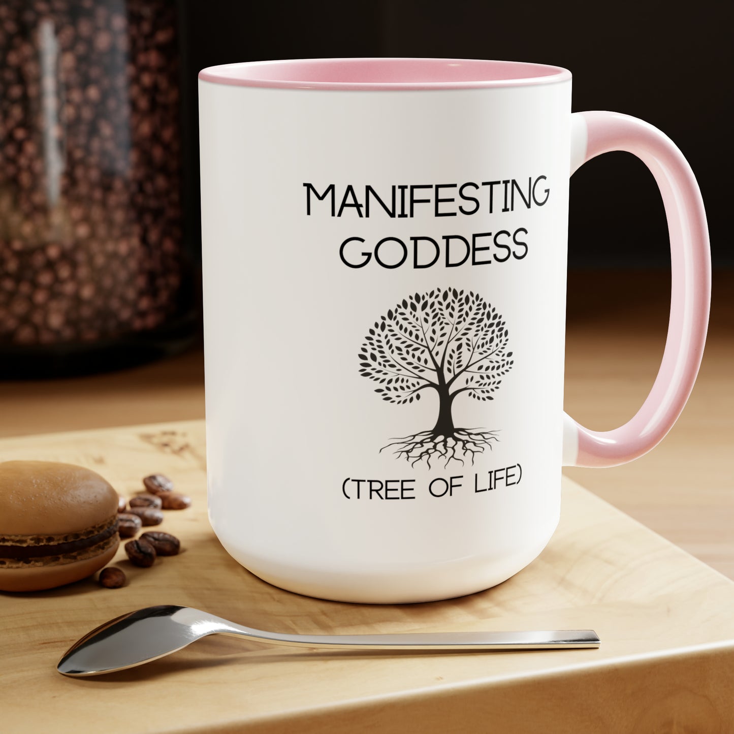 Tree of Life Manifesting Goddess - 15oz Large Mugs - Spiritual Coffee Mug, Pink Coffee Mug, Gift for Spiritual Friend, Novelty Coffee Mugs