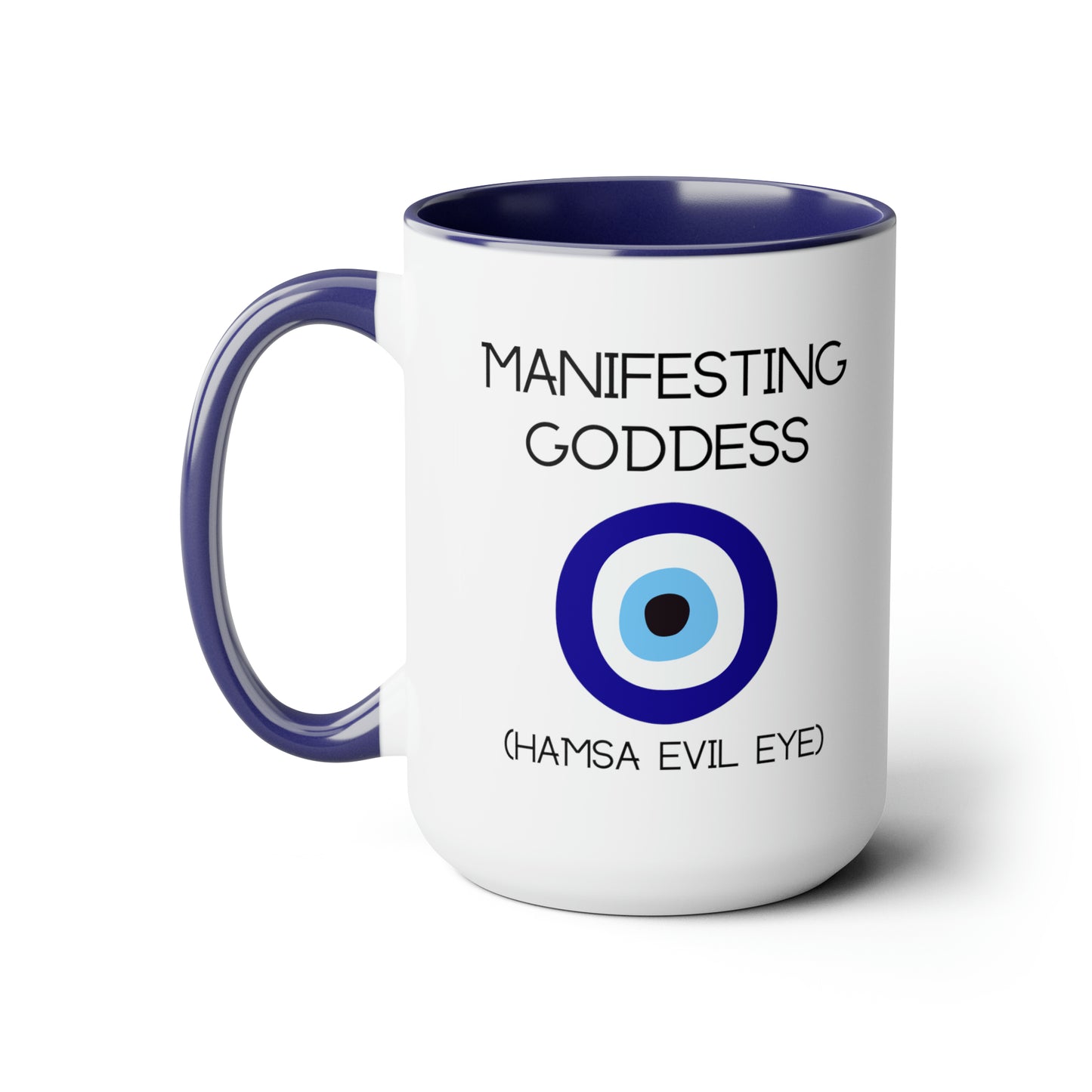 Hamsa Evil Eye Manifesting Goddess - 15oz Large Mugs - Spiritual Coffee Mug, Evil Eye Coffee Mug, Gift for Spiritual Friend, Novelty Coffee Mugs