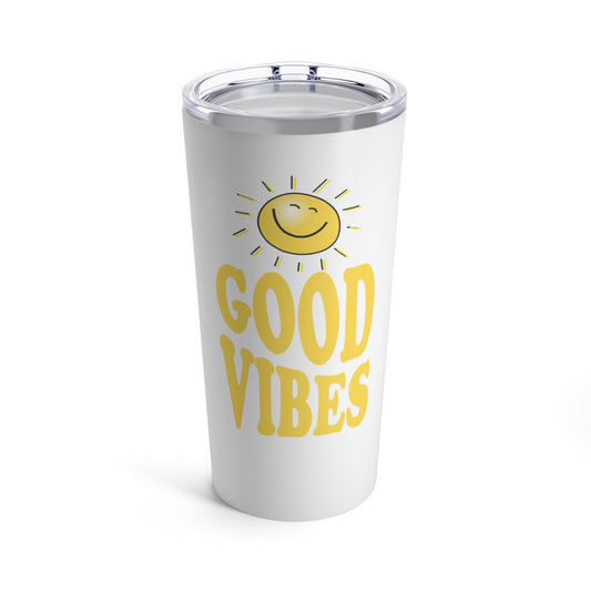 Good Vibes - 20oz Skinny Steel Tumbler with Straw, Positive Vibes Travel Mug, Good Vibes Gift, Shatter Proof Cup of Good Vibes