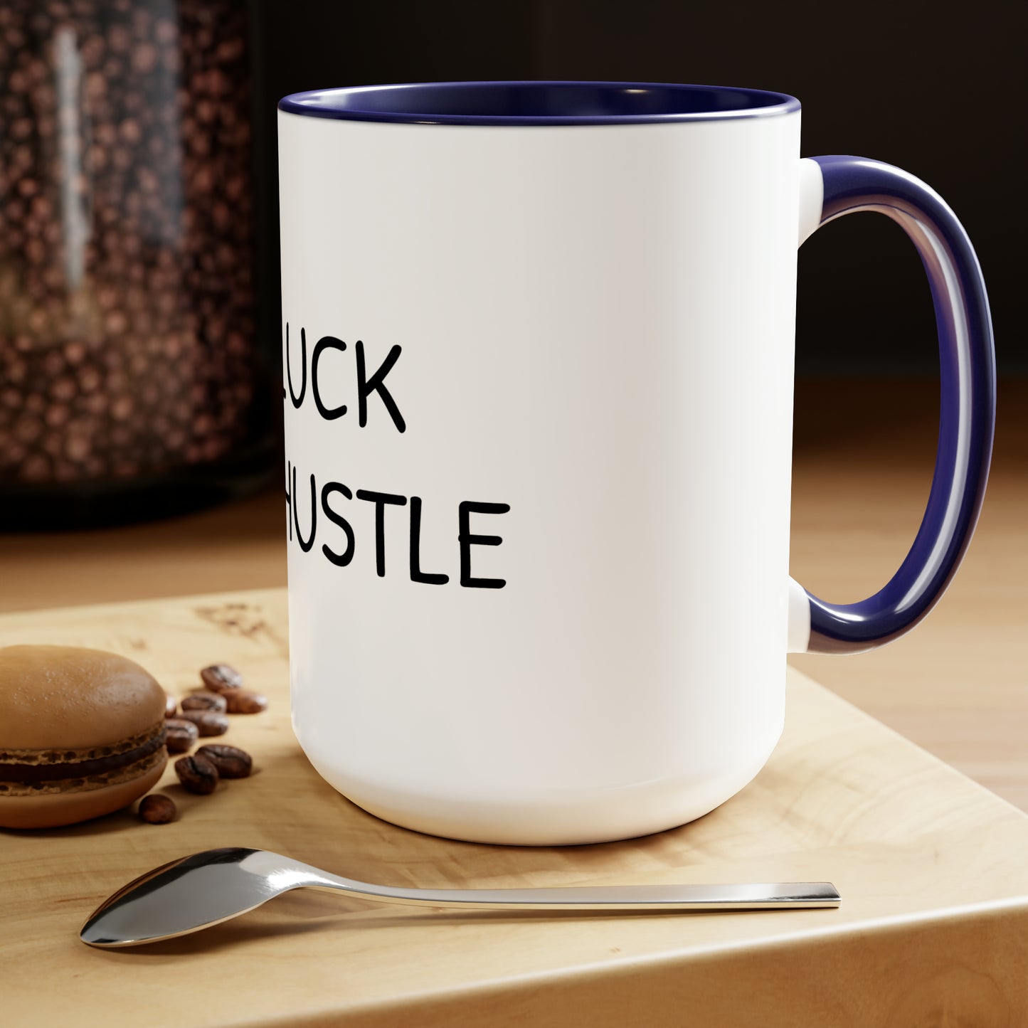 0% Luck 100% Hustle - 15oz Large Coffee Mugs - Inspirational Coffee Mug, Funny Coffee Mug, Mugs With Sayings, Gift for Women and Men, Gift for Him and Her, Ambitious Hustle Coffee Mug