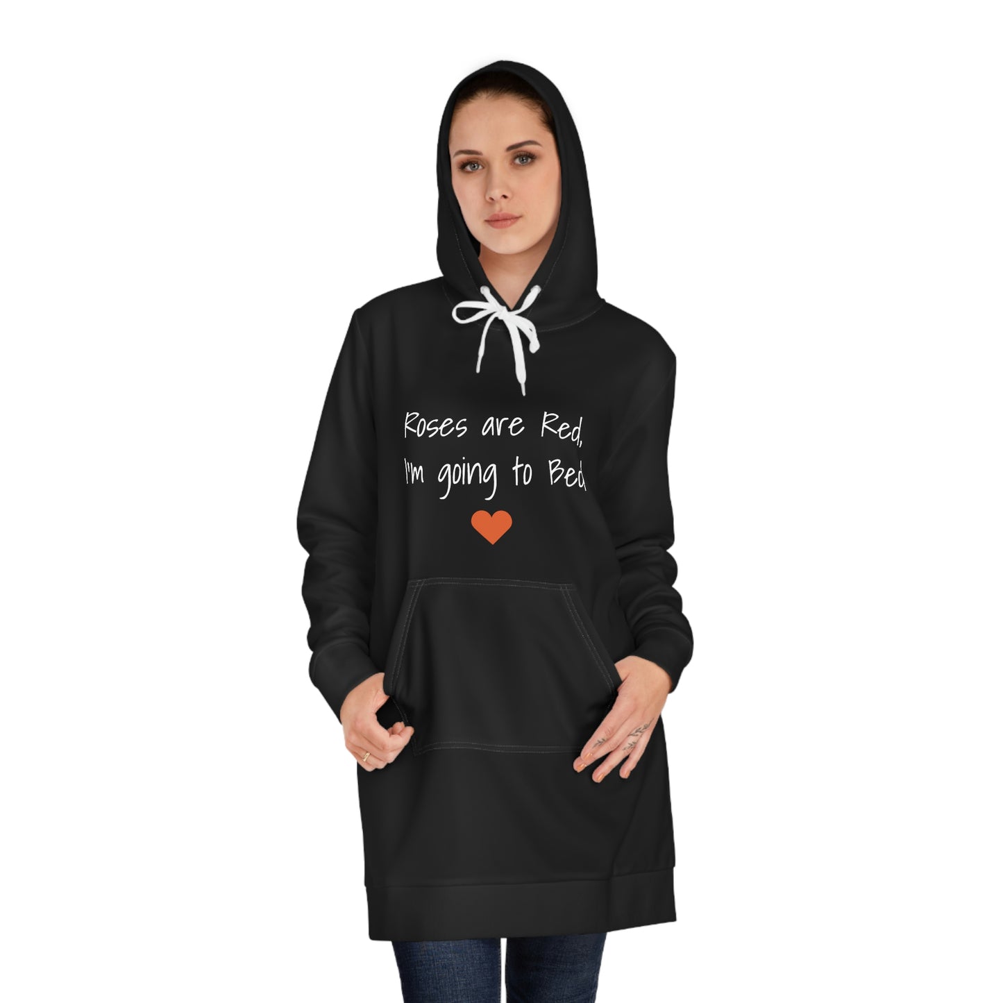 Roses are Red, I'm Going To Bed (black) - Women's Pajama Dress - Lazy One Oversized Hoodie Sweatshirt, Comfortable Sleepwear