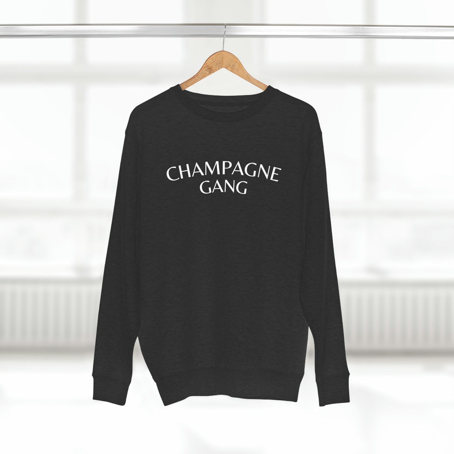 Champagne Gang - Premium Crew Neck Sweatshirt - (wht) Champagne Bubbly Lover, Novelty Sweatshirt, Gift for Champagne Lover