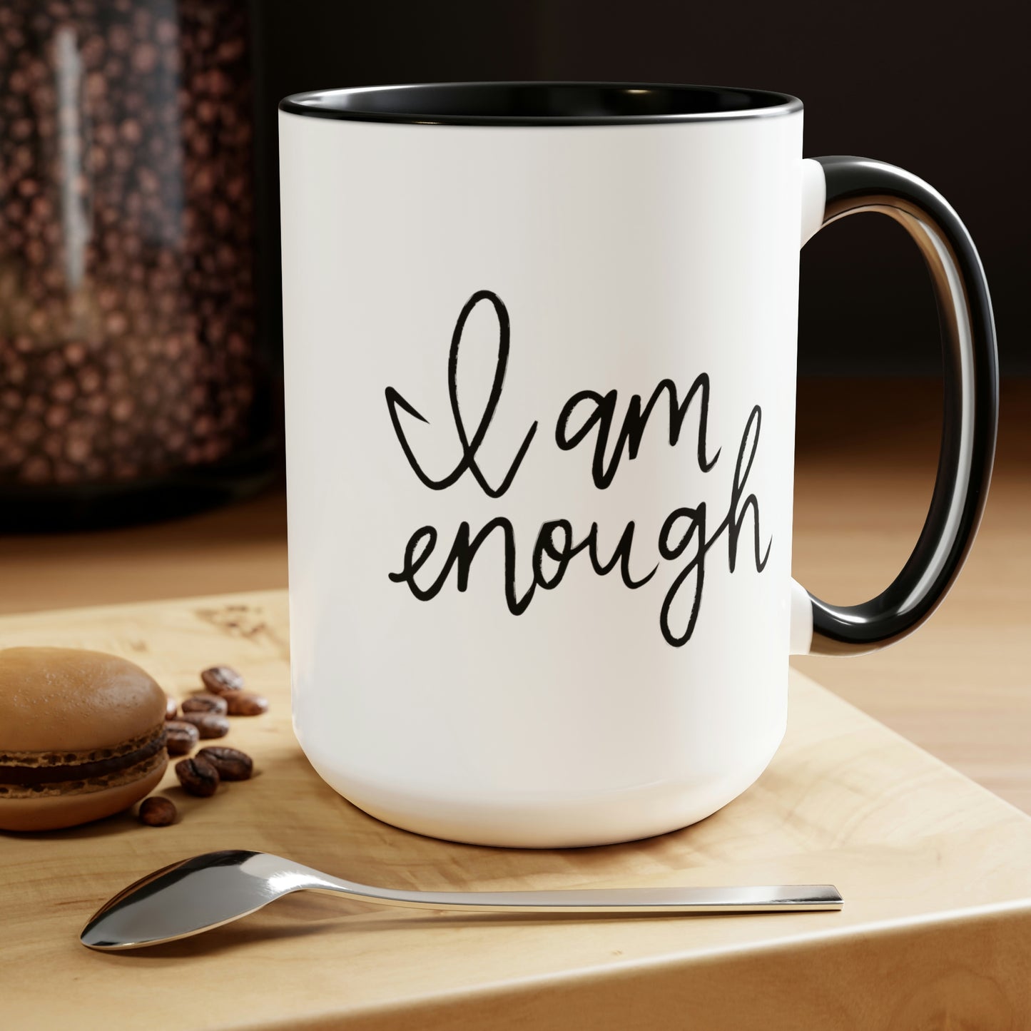 I Am Enough - 15oz Large Coffee Mugs - Inspirational Pink Coffee Mug, Gift for Women, Girl Power Gift, Gift for Women's History Month