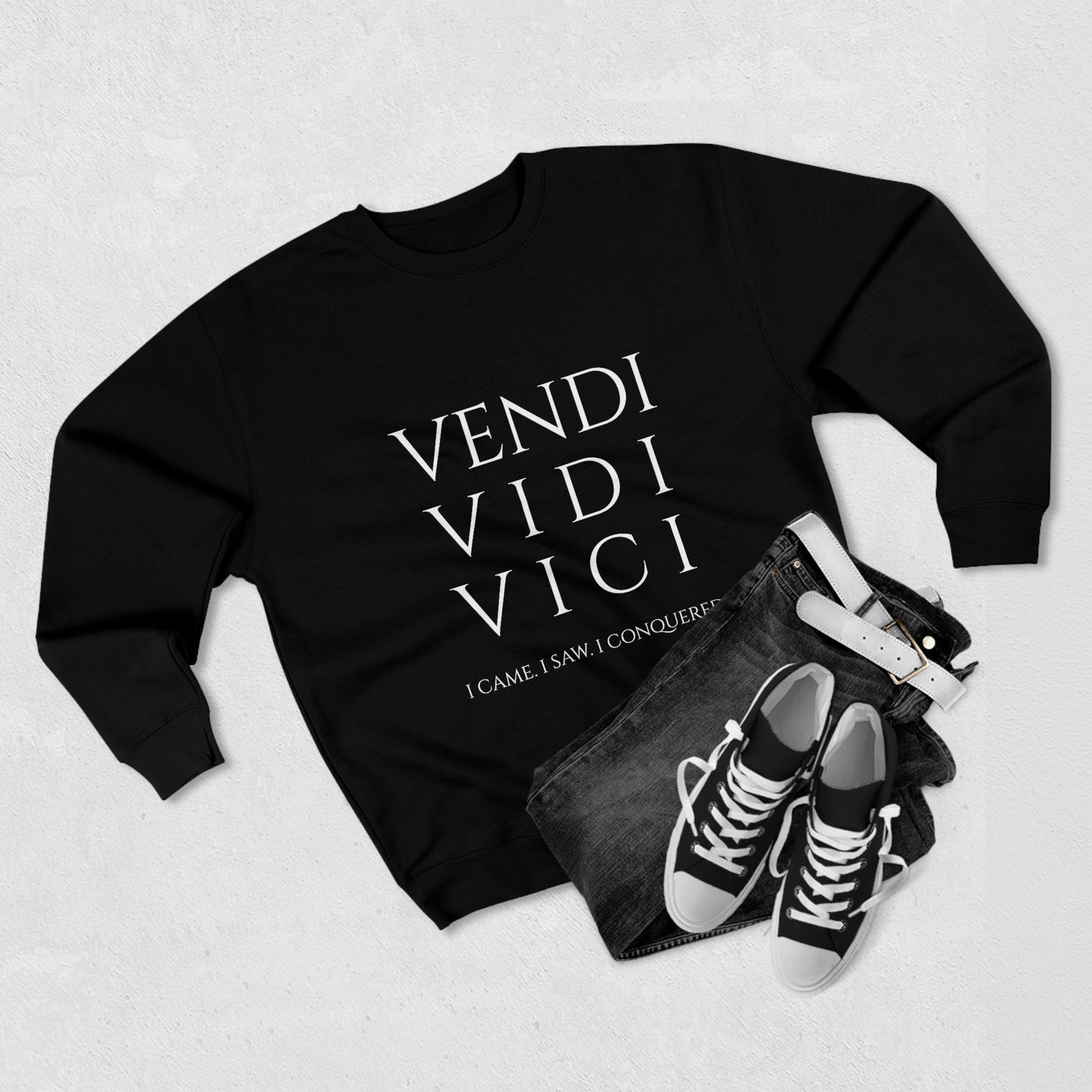 VENI VIDI VICI - Unisex Premium Crewneck Sweatshirt - Gift for Her or Him, Novelty Sweatshirt, Streetwear Sweatshirt