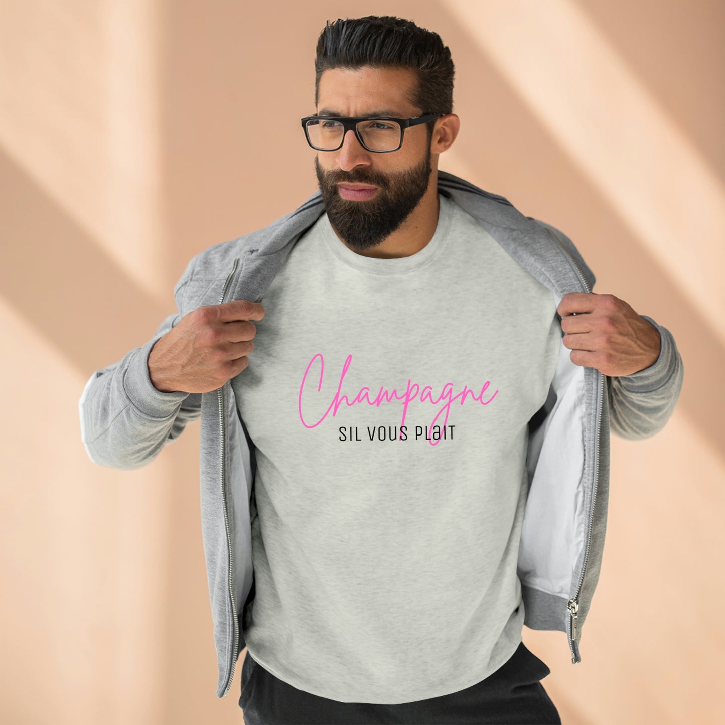 Champagne Sil Vous Plait - Premium Crewneck Sweatshirt - Novelty Gift for Champagne Lovers, Gift for Mom, Daughter