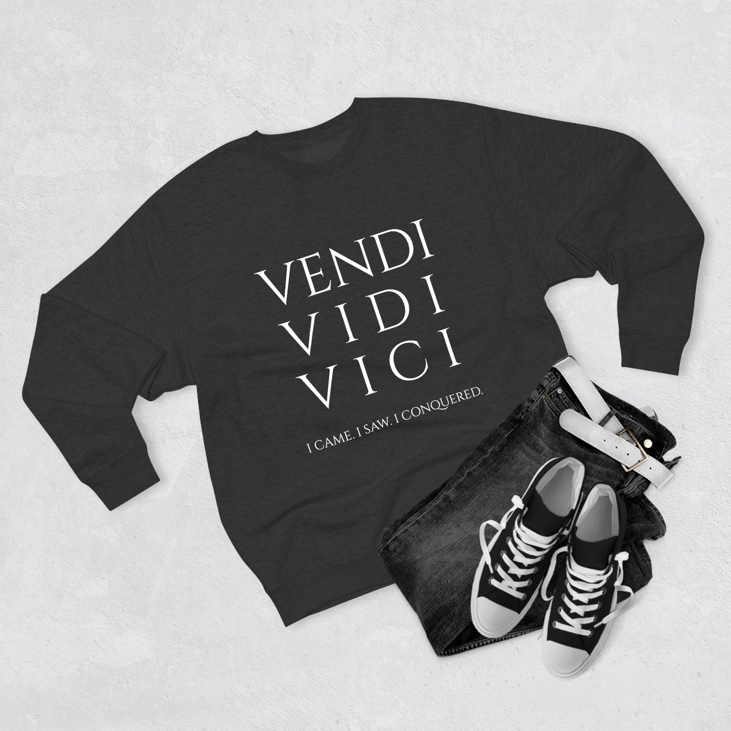 VENI VIDI VICI - Unisex Premium Crewneck Sweatshirt - Gift for Her or Him, Novelty Sweatshirt, Streetwear Sweatshirt