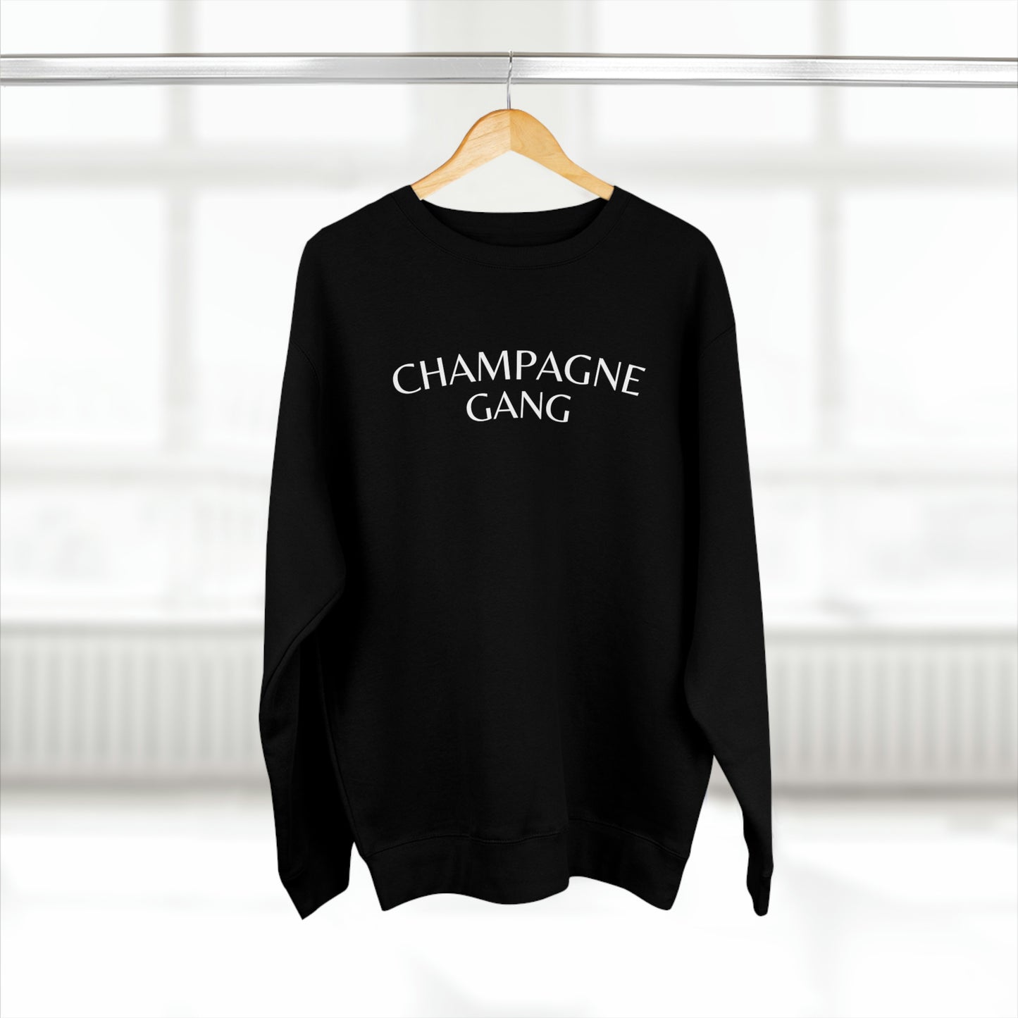 Champagne Gang - Premium Crew Neck Sweatshirt - (wht) Champagne Bubbly Lover, Novelty Sweatshirt, Gift for Champagne Lover