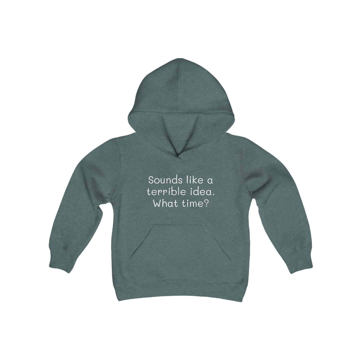 Sounds Like a Terrible Idea. What Time? - Big Kid-Youth Heavy Blend Hooded Sweatshirt - Funny gift for Kids, Funny Streetwear Hoodie