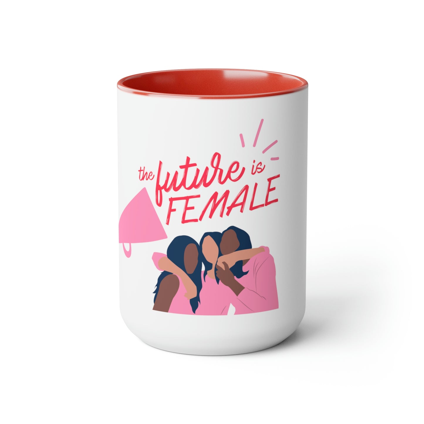 The Future Is Female - 15oz Large Coffee Mugs - Inspirational Pink Coffee Mug, Gift for Women, Girl Power Gift, Gift for Women's History Month