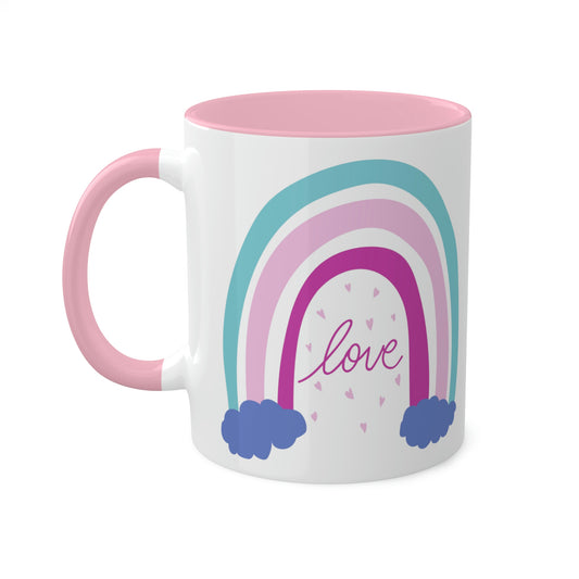 Rainbow Love - 11oz Coffee Mug, Novelty Mug, Gift for your Girlfriends, Valentines Gift, Rainbow Coffee Cup