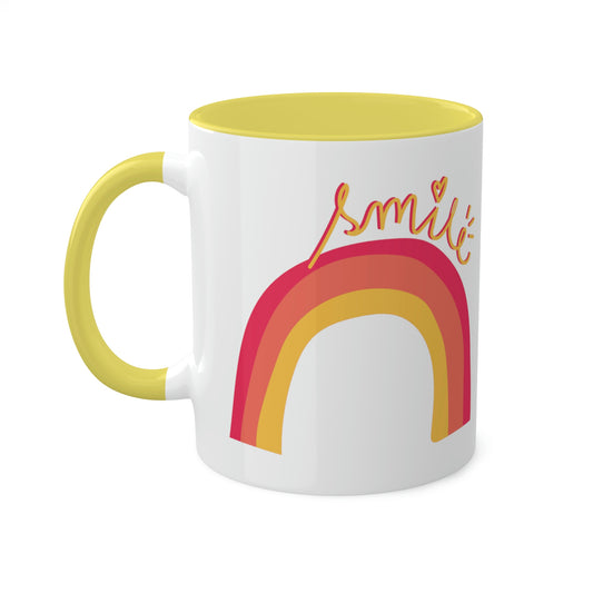 Smile - 11oz Coffee Mug, Novelty Mug, Gift for your Girlfriends, Good Vibes Gift, Sunshine Rainbow Coffee Cup