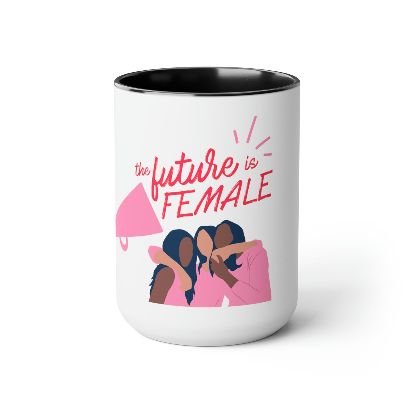 The Future Is Female - 15oz Large Coffee Mugs - Inspirational Pink Coffee Mug, Gift for Women, Girl Power Gift, Gift for Women's History Month