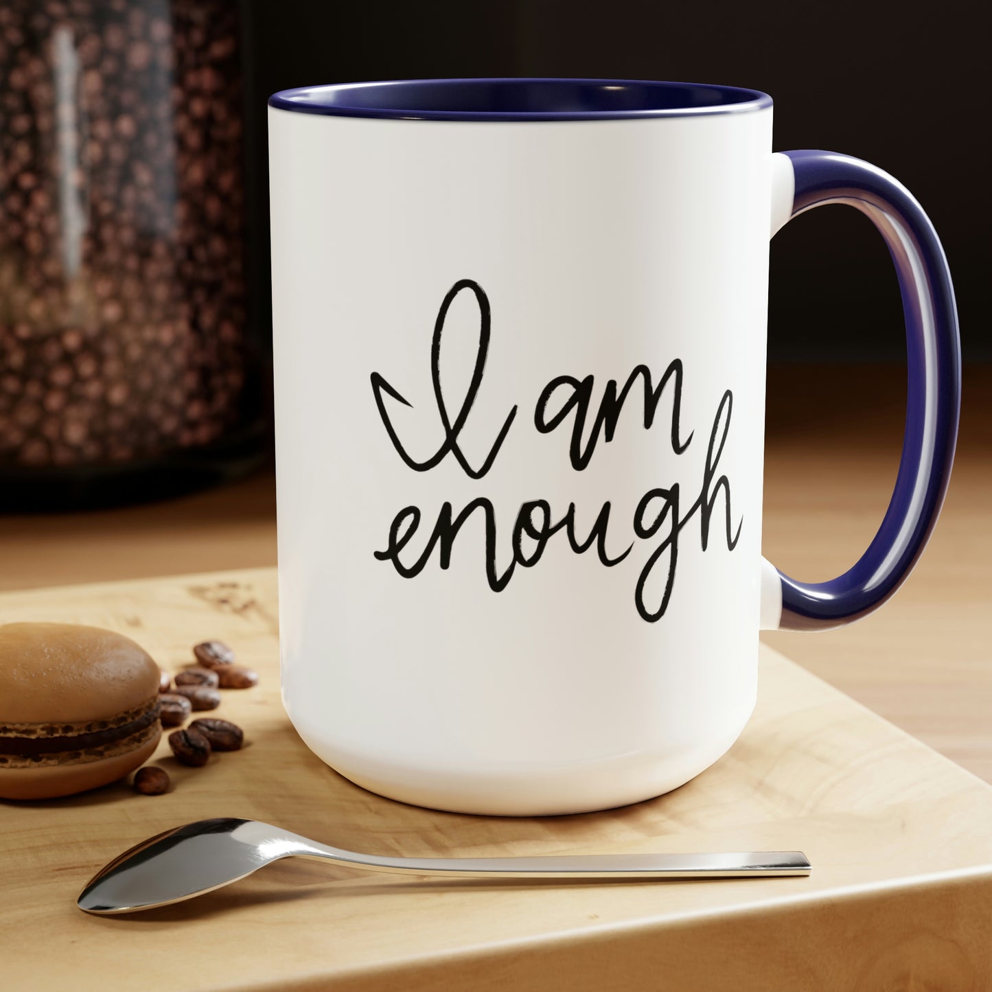 I Am Enough - 15oz Large Coffee Mugs - Inspirational Pink Coffee Mug, Gift for Women, Girl Power Gift, Gift for Women's History Month