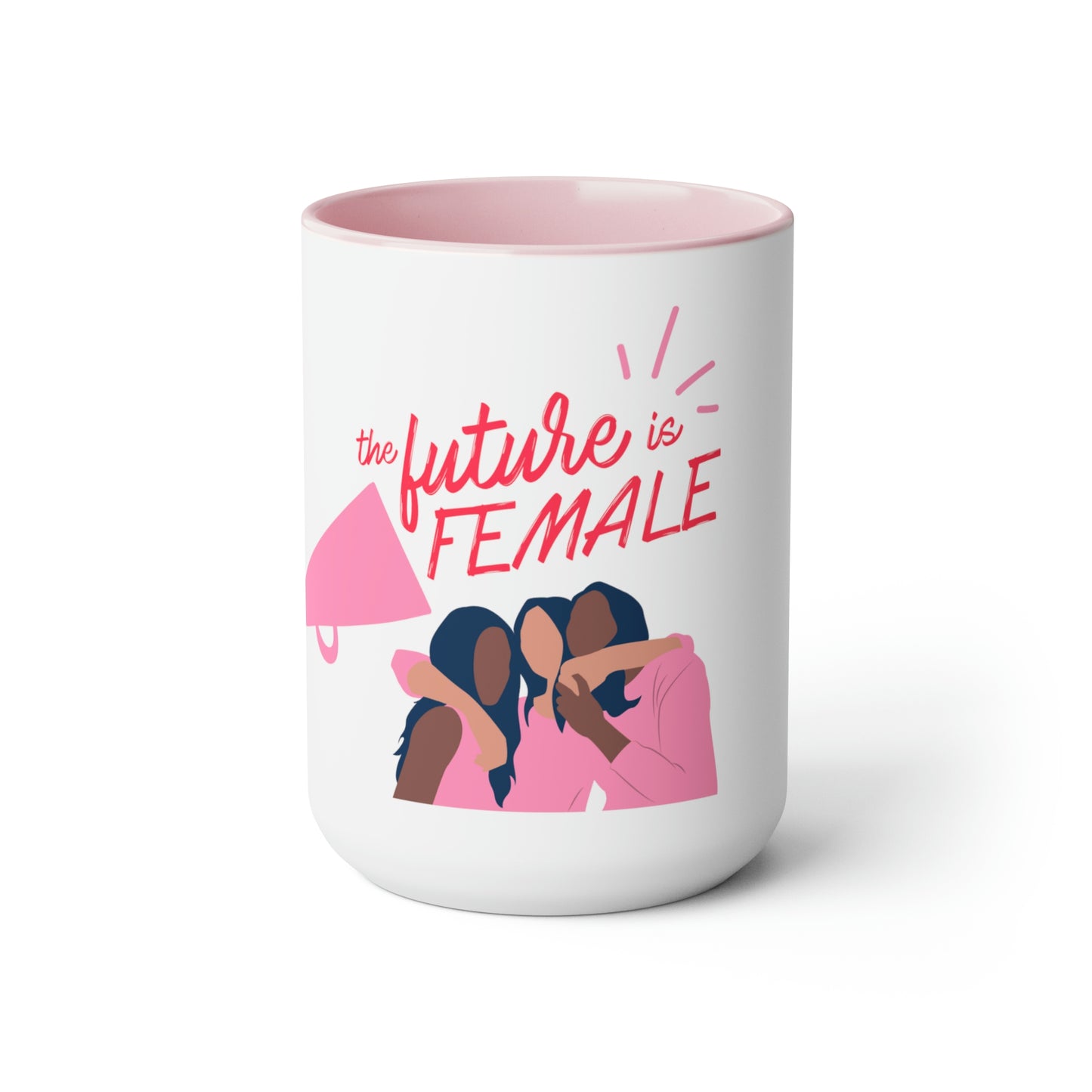 The Future Is Female - 15oz Large Coffee Mugs - Inspirational Pink Coffee Mug, Gift for Women, Girl Power Gift, Gift for Women's History Month