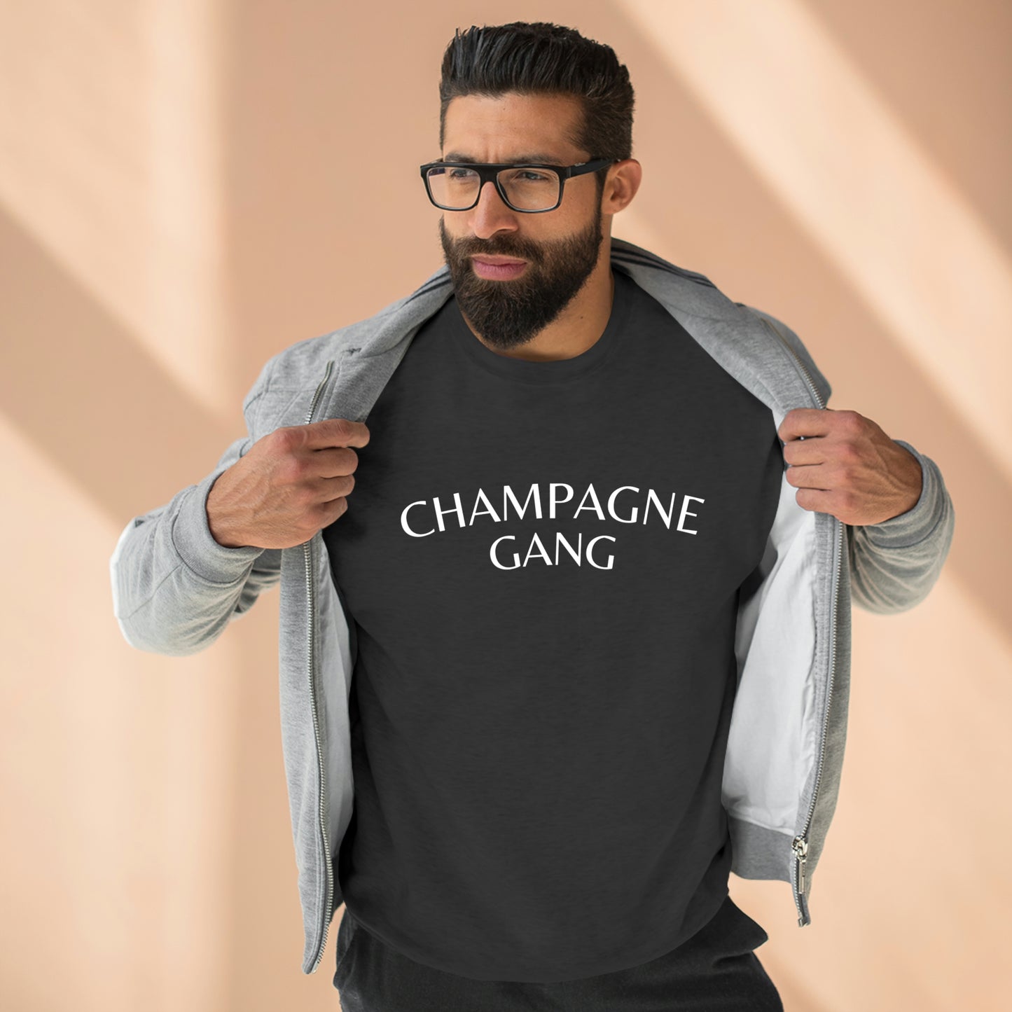 Champagne Gang - Premium Crew Neck Sweatshirt - (wht) Champagne Bubbly Lover, Novelty Sweatshirt, Gift for Champagne Lover