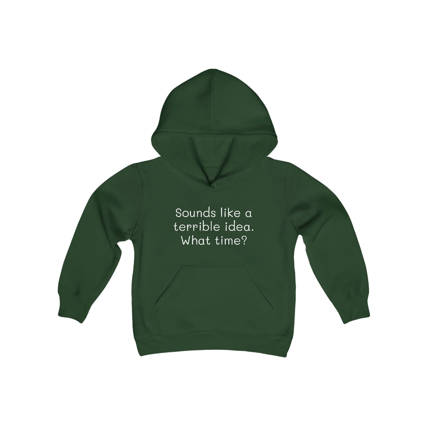Sounds Like a Terrible Idea. What Time? - Big Kid-Youth Heavy Blend Hooded Sweatshirt - Funny gift for Kids, Funny Streetwear Hoodie