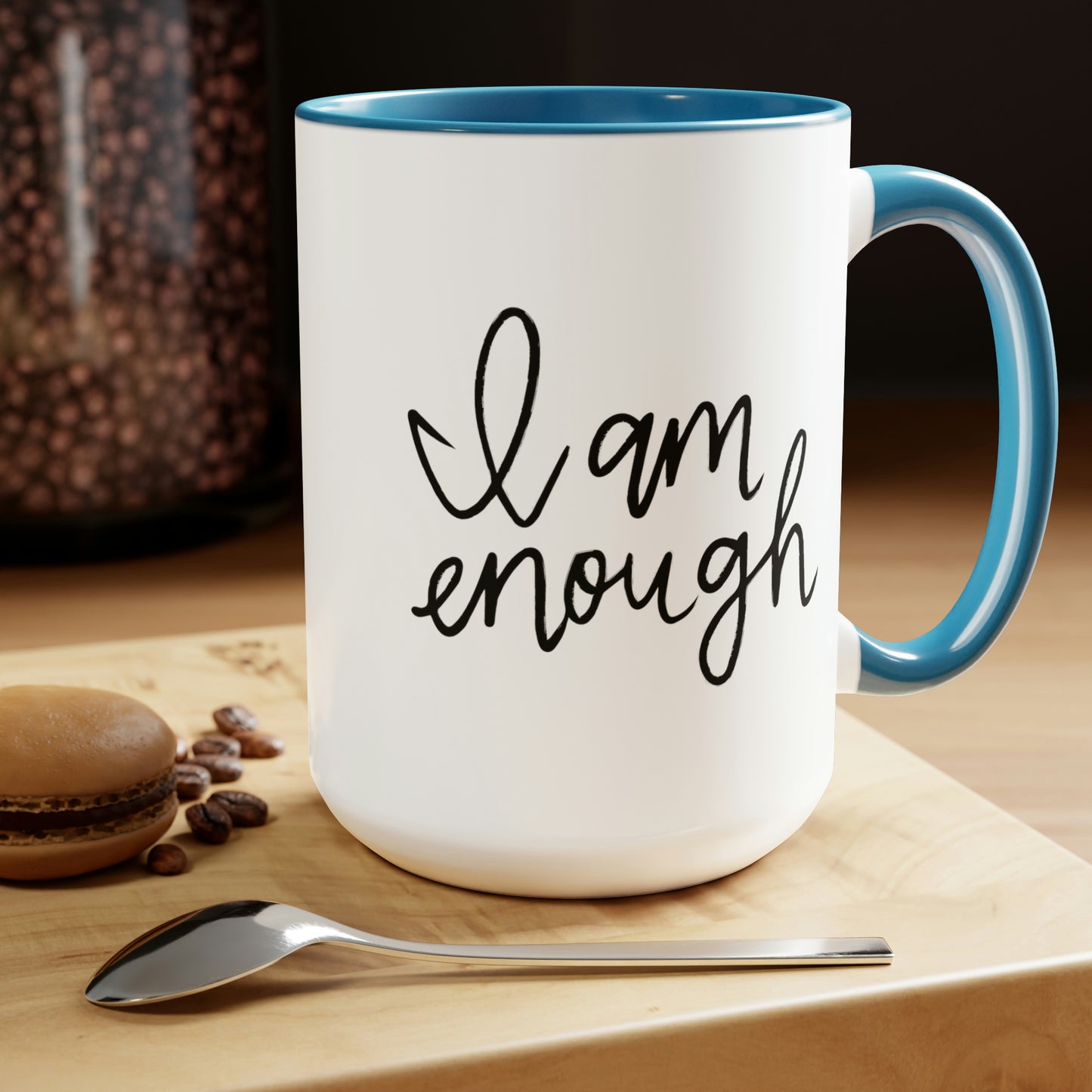 I Am Enough - 15oz Large Coffee Mugs - Inspirational Pink Coffee Mug, Gift for Women, Girl Power Gift, Gift for Women's History Month